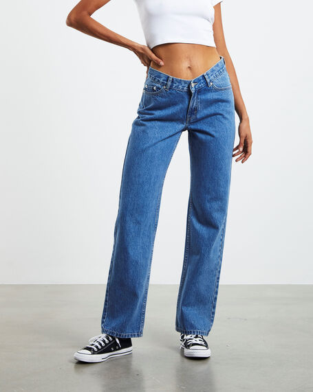 Emmy Low Rise V-Waist Straight Jeans Bright Blue