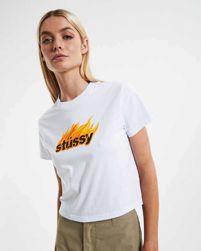 Flames Slim T-Shirt White, hi-res image number null