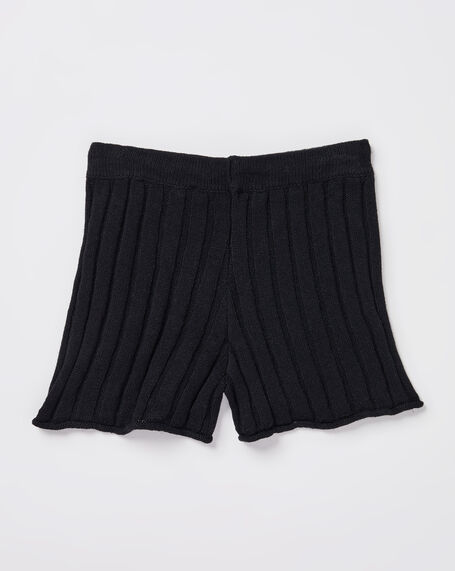Teen Girls Bambi Knit Shorts in Black