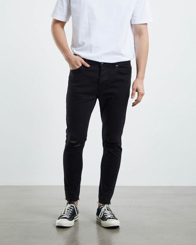A Dropped Skinny Turn Up Jeans Smoky Black, hi-res image number null