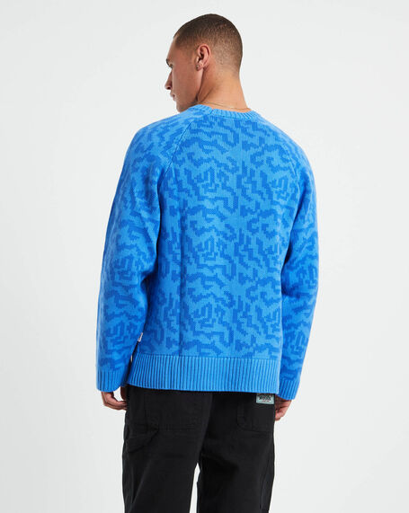 Icebergs Recycled Knit Crewneck Sweater in Arctic Blue