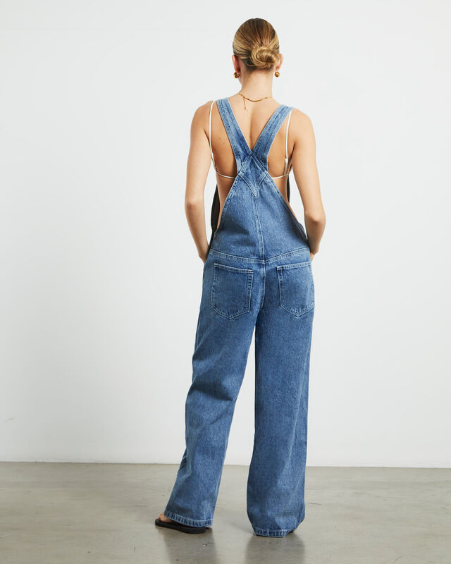 Jadey Denim Relaxed Overalls in Mid 90's Blue, hi-res image number null