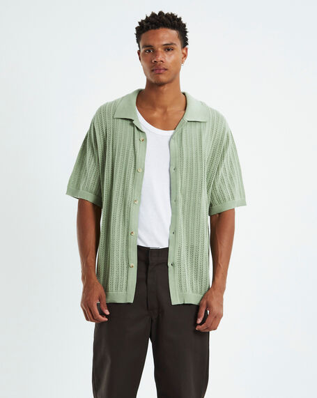 Bowler Knit Short Sleeve Shirt Moss Green