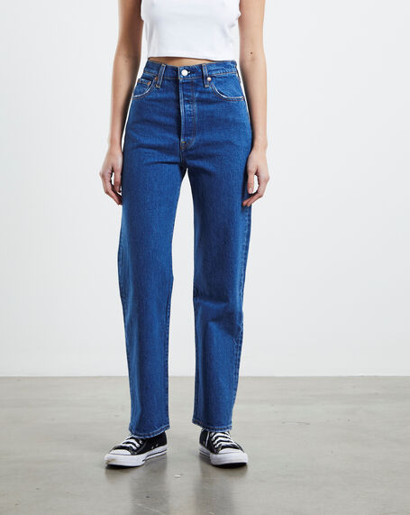 Ribcage Straight Ankle Jeans Jazz Pop Blue