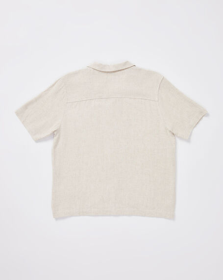 Teen Boys Harrison Linen Short Sleeve Shirt in Natural