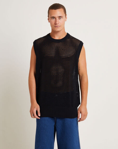 Lydo Net Knit Vest in Black