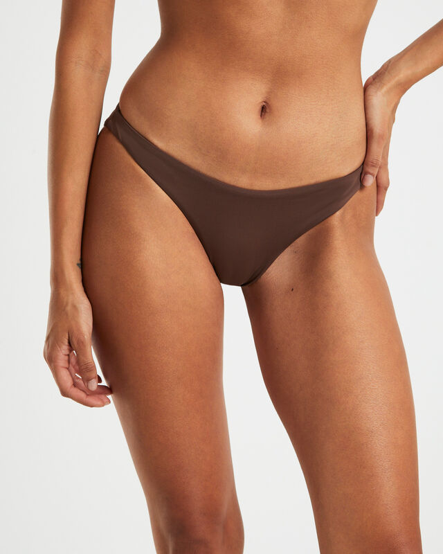 Low Waisted Classic Bikini Bottoms in Coffee Brown, hi-res image number null