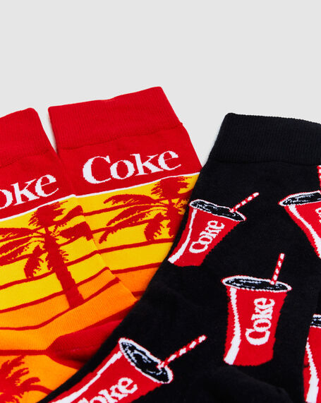 Coke Summer Sip Socks 2 Pack Assorted