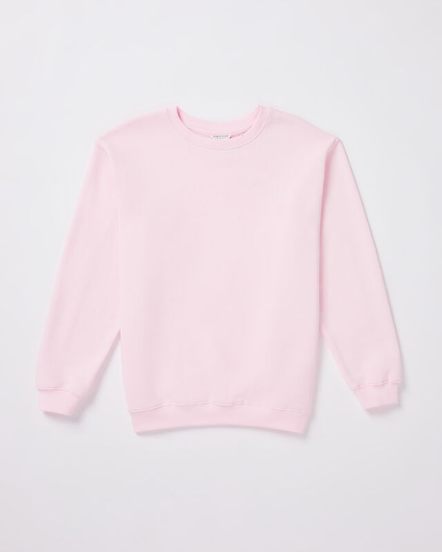 Teen Girls Oversized Wave Origin Fleece Crew Neck Jumper in Pink, hi-res image number null