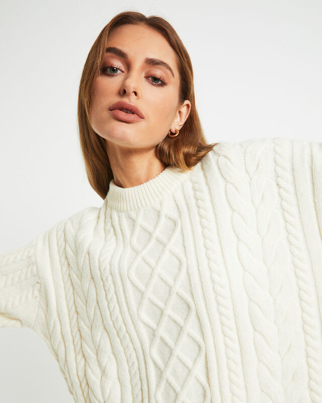 Nellie Long Sleeve Knit Jumper Cream, hi-res image number null