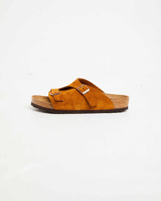 Zurich Regular Leather Suede Sandals in Mink, hi-res image number null