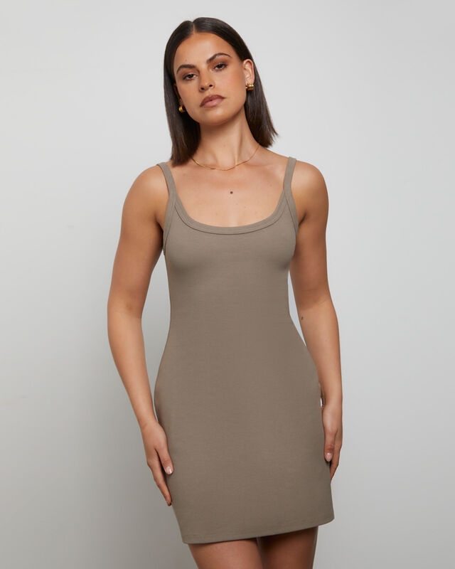 Easy A-Line Mini Dress in Brown, hi-res image number null