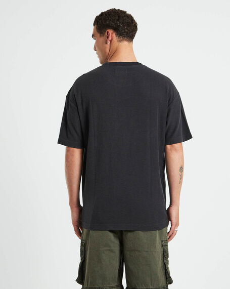 Ramona Linen Short Sleeve T-Shirt in Washed Black