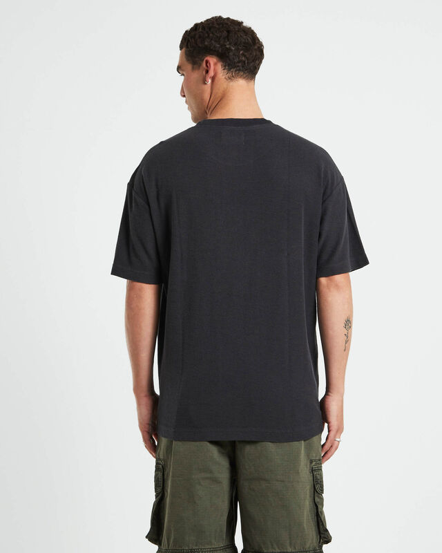 Ramona Linen Short Sleeve T-Shirt in Washed Black, hi-res image number null