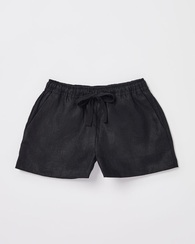 Girls Tide Linen Shorts in Black, hi-res image number null