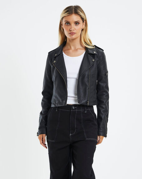 Stella Leather Look Biker Jacket Black