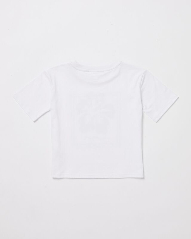 Teens Girls Hibiscus Oversized T-Shirt in White, hi-res image number null