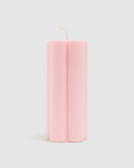Pink Bloom Pillar Candle Marshmallow Pink