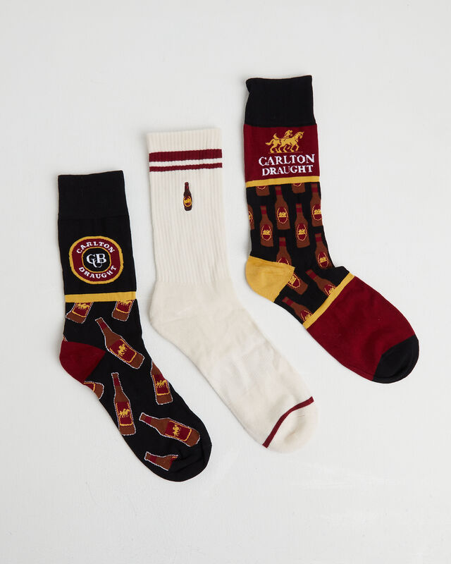 Carlton Draught Combo Socks 3 Pack Gift Can in Assorted, hi-res image number null