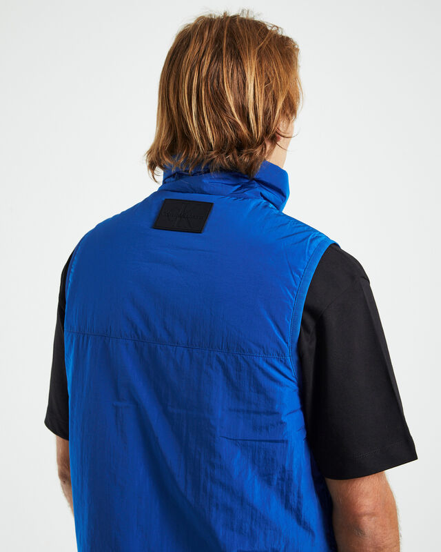 Badge Crinkle Nylon Vest in Blue, hi-res image number null