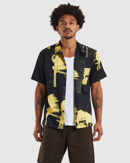 Hawaiian Short Sleeve Shirt Windy Nice Black/Yellow