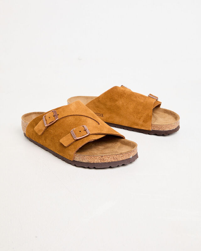 Zurich Regular Leather Suede Sandals in Mink, hi-res image number null