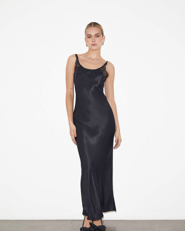 Avery Lace Slip Dress in Black, hi-res image number null