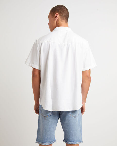 Short Sleeve Relaxed Fit Western Shirt in Newman Ecru