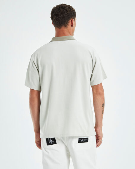 Uniform Short Sleeve Zip Polo T-Shirt Bone