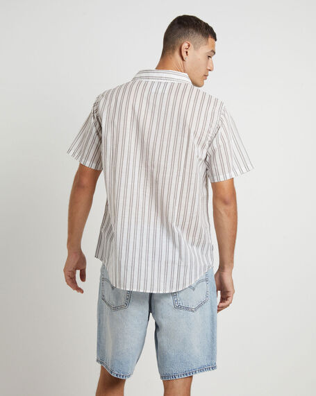 Parelz Short Sleeve Shirt in Mushroom Stripe