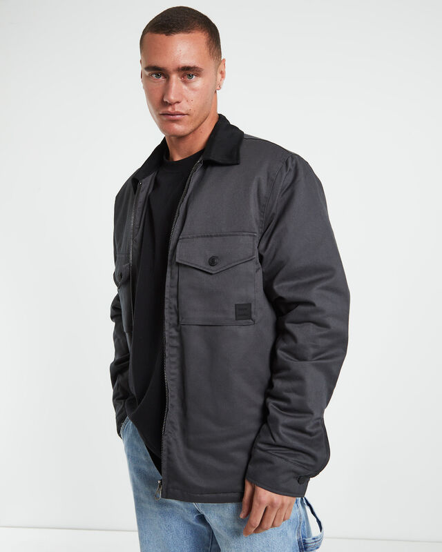 Samo Zip Overshirt Jacket in Charcoal Grey, hi-res image number null