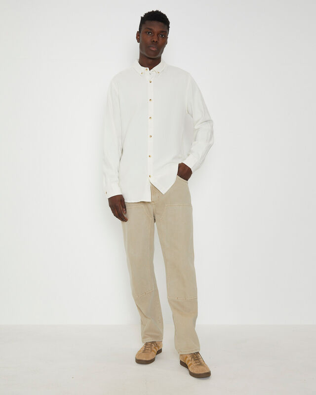 Men At Work Oxford Long Sleeve Shirt in White, hi-res image number null