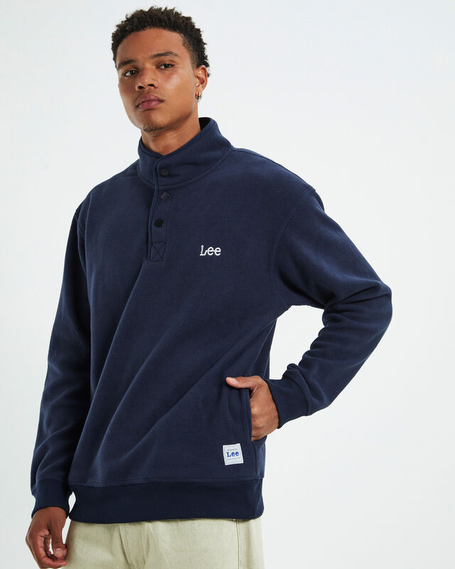 Button Up Polar Long Sleeve Sweat Blue Steel, hi-res image number null