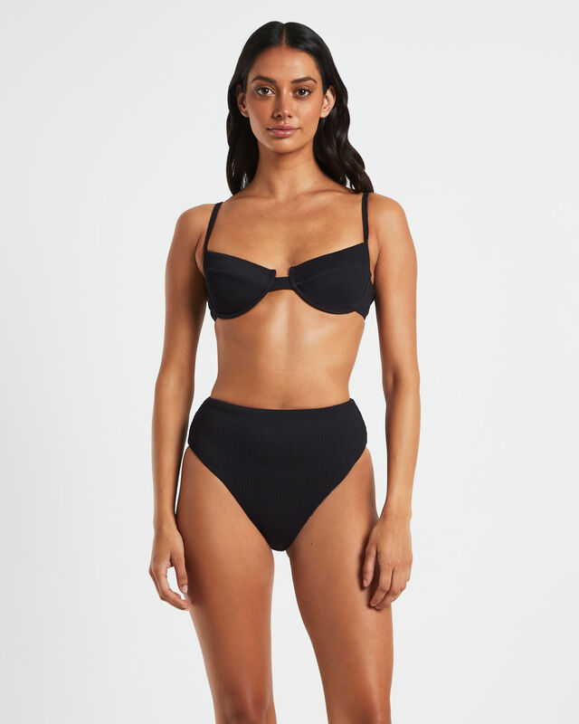 Rib Cut Out Underwire Bikini Top in Black, hi-res image number null