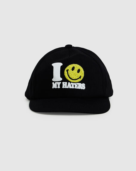 Smiley Haters 5 Panel Hat Vintage Black