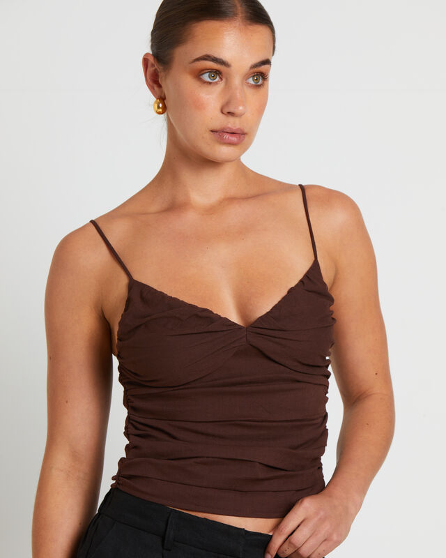 Norah Gather Cami in Coffee Brown, hi-res image number null