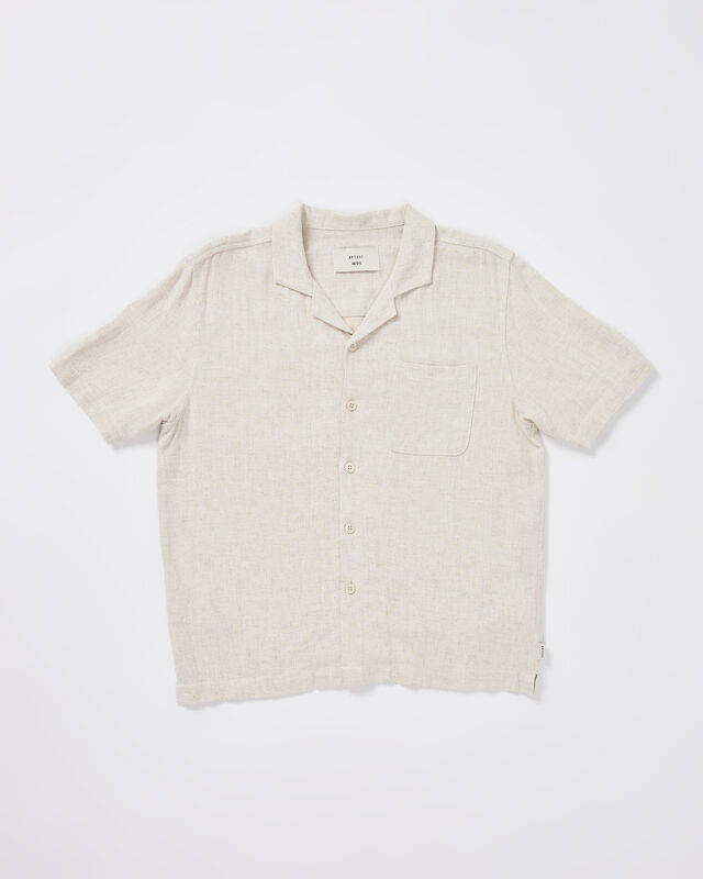 Teen Boys Harrison Linen Short Sleeve Shirt in Natural, hi-res image number null