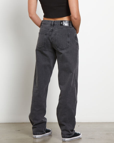 90s Straight Denim Jeans in Washed Black