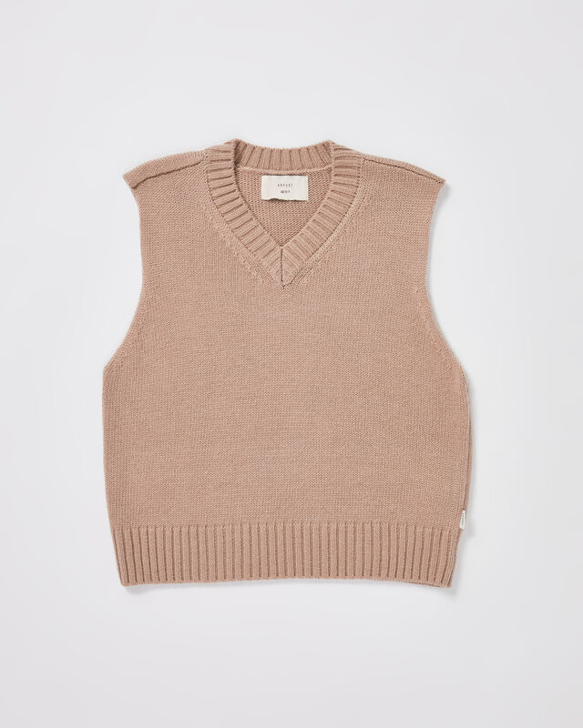Teen Boys Sunday Box Knit Vest in Tan, hi-res image number null