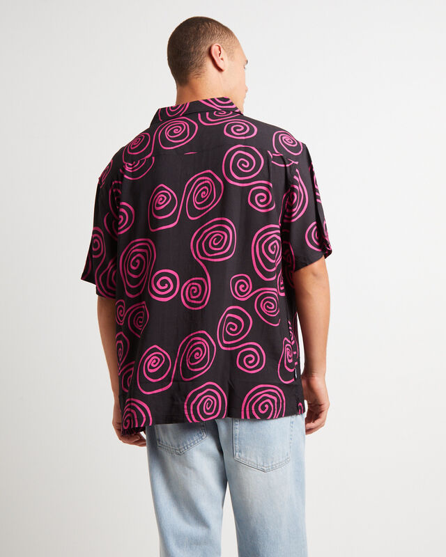 Hand Drawn S Short Sleeve Shirt in Black, hi-res image number null