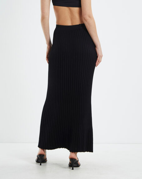 Bonnie Rib Knit Maxi Skirt Black