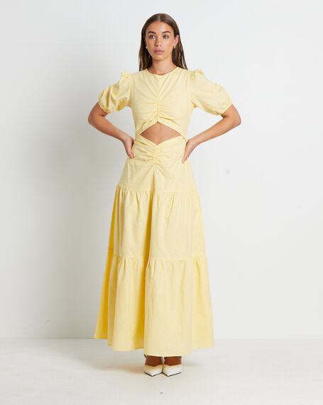 Alfie Maxi Dress in Lemon Yellow