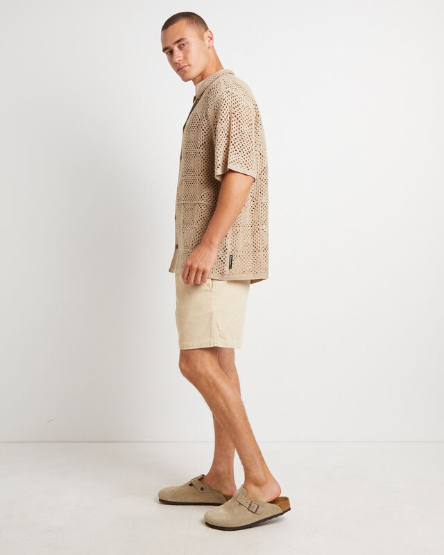 Crochet Short Sleeve Shirt in Cocoa, hi-res image number null