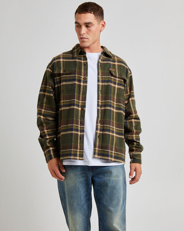Trailer Check Long Sleeve Shirt Faded Army, hi-res image number null
