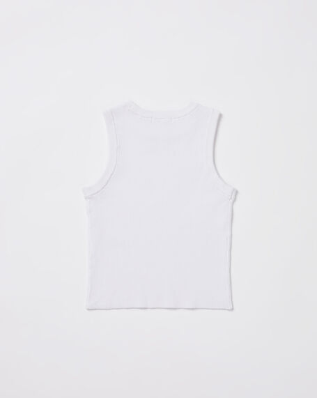 Teen Girls Luxe Knitted Tank Top White