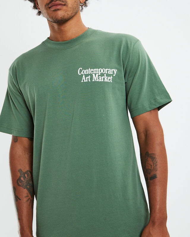 Smiley Contemporary Art Market T-Shirt Sage Green, hi-res image number null