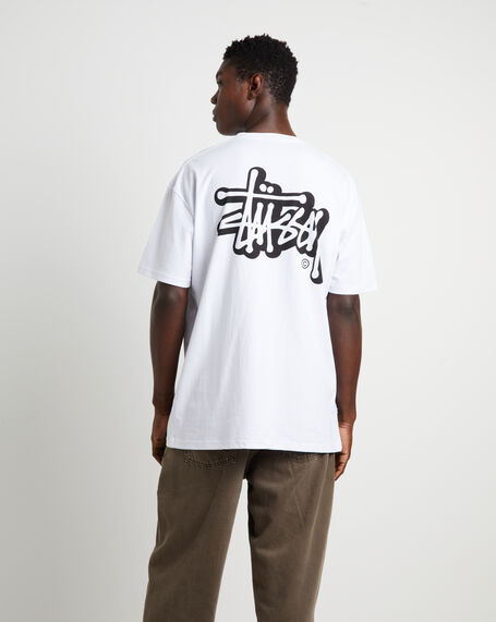 Solid Offset Graffiti Short Sleeve T-Shirt in White