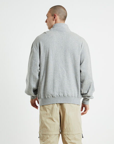 Stock Logo Mock Neck Long Sleeve Fleece Jumper Marle Grey