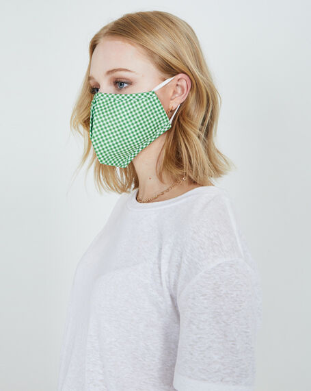 Fitted Face Mask Green Gingham