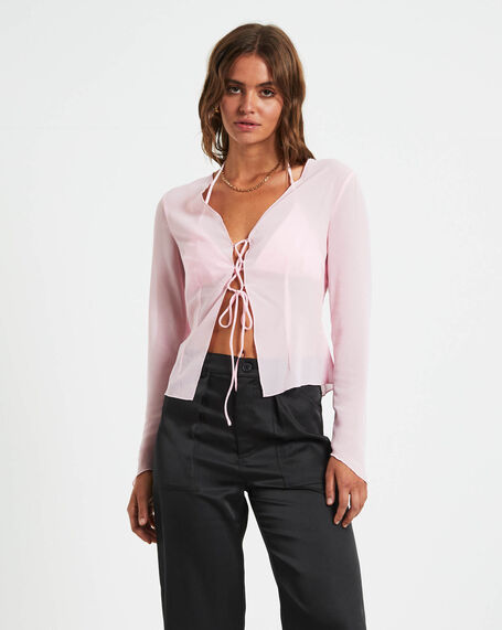 Ivy Laced Sheer Top in Pink